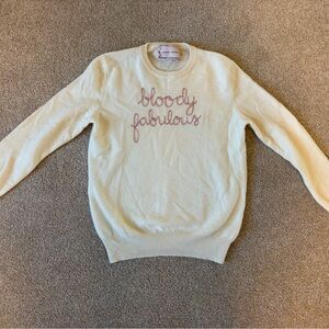 Women’s Lingua Franca cashmere Sweater with Pink Embroidery size small